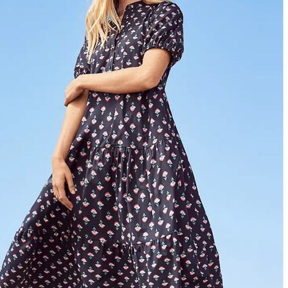 NWOT Ann Taylor Floral Puff Sleeve Shirt Dress Sz M - Picture 2 of 11